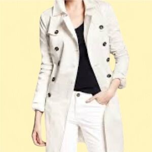 Banana Republic Cream Colored Classic Button Trench Coat Excellent Shape Size XL